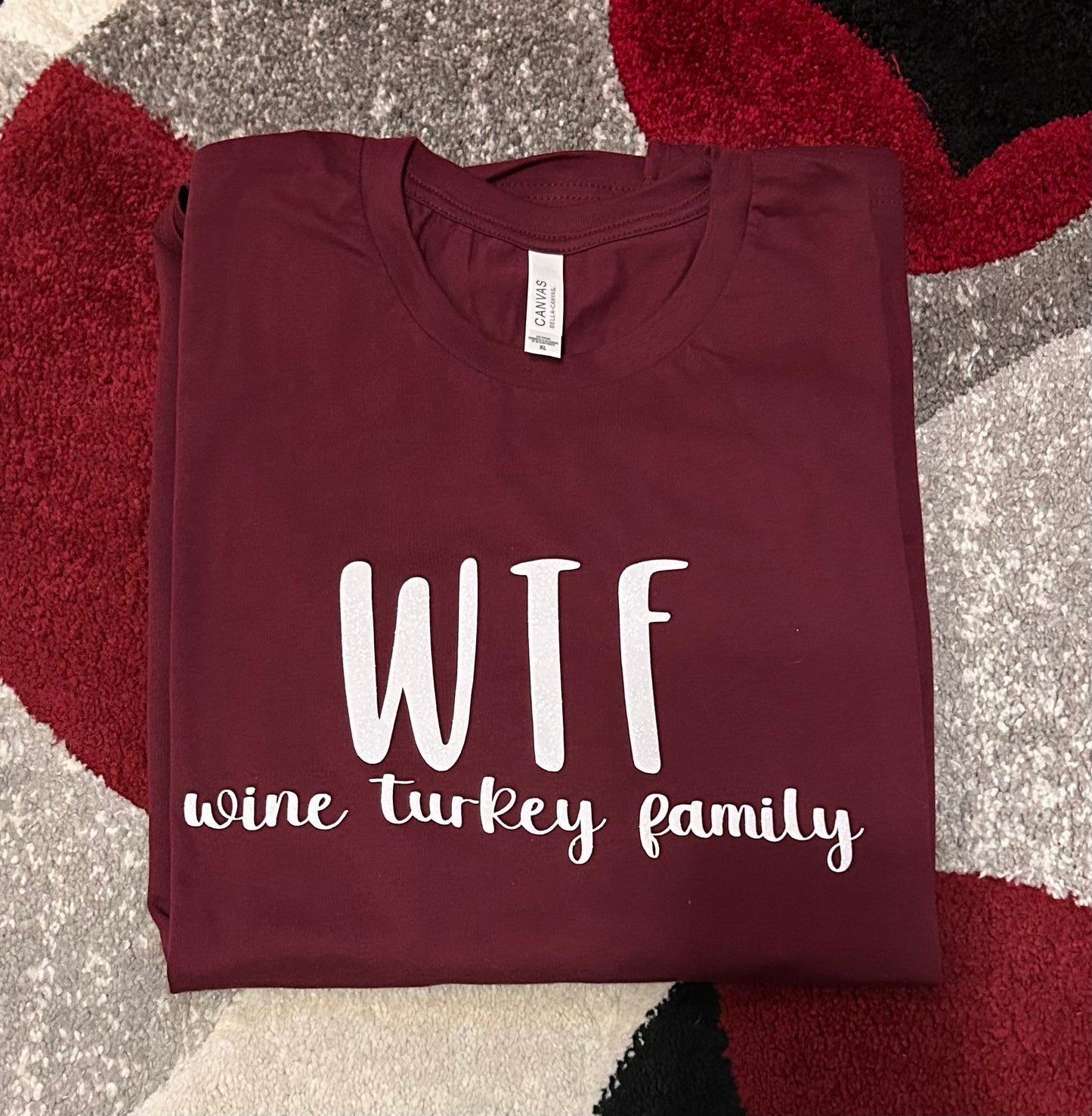 Thanksgiving adult shirt, wine turkey family