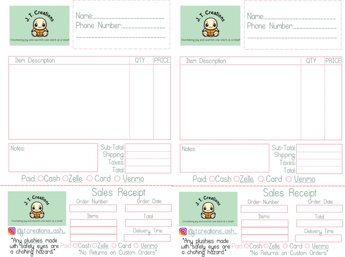 Custom Order Forms Printable Download