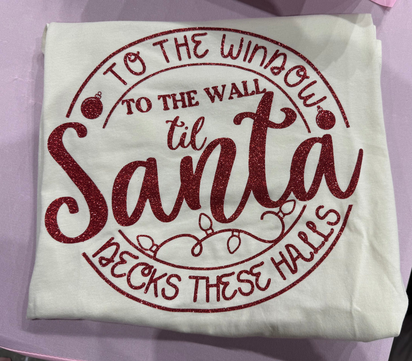 Holiday Humor Graphic Tee – Santa Decks These Halls